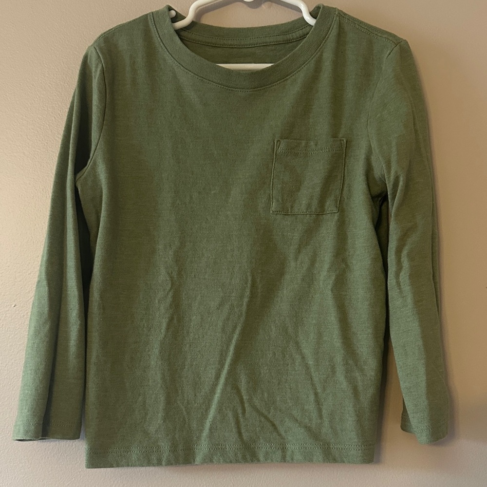 Cat & Jack Olive Green Long Sleeve Pocket Tee